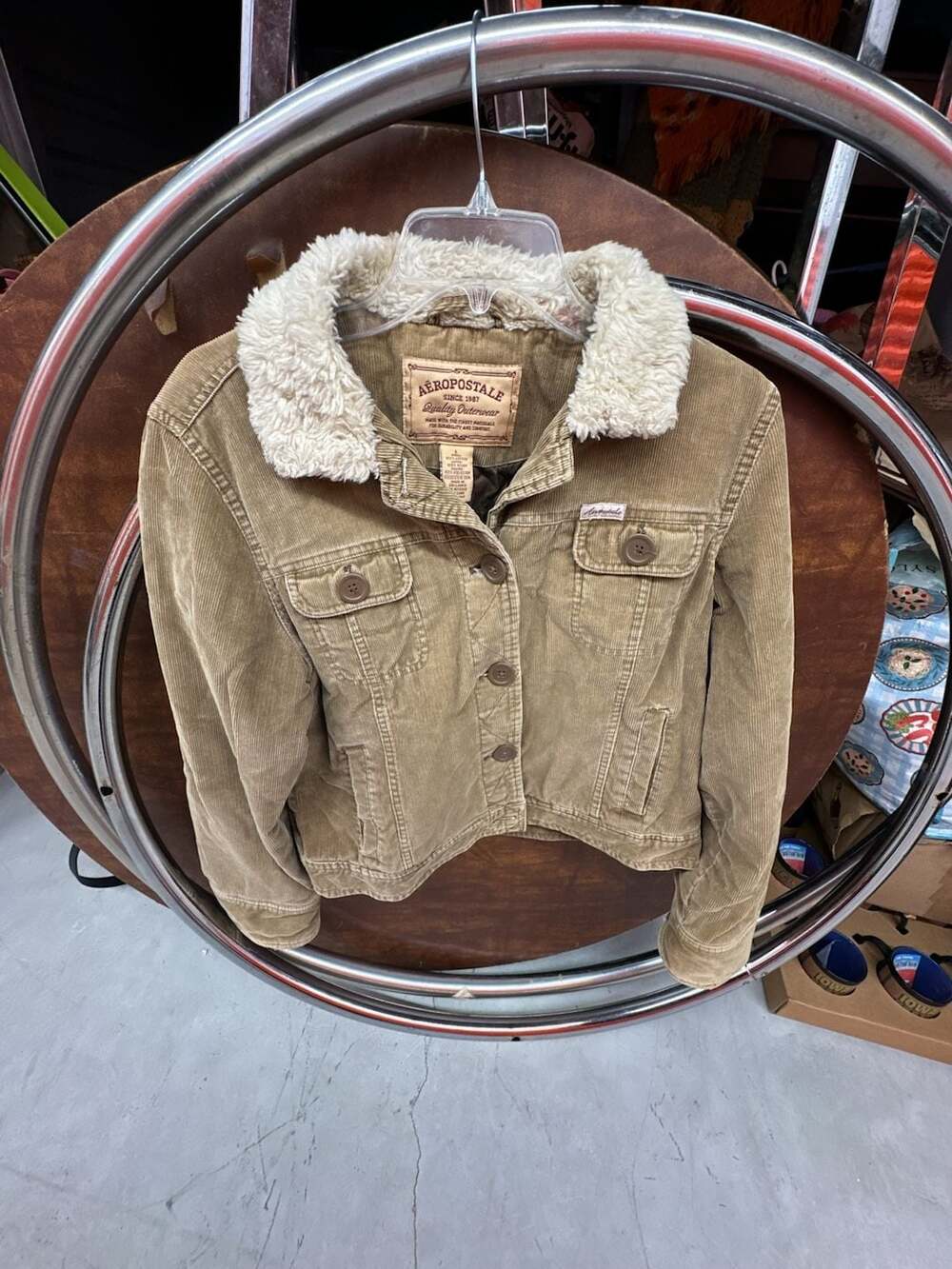 Aeropostale Vintage Corduroy Trucker Jacket with Sherpa Collar